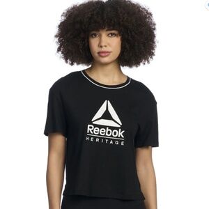 Reebok Women's Cropped Graphic Tee with Side Slits, Size XXL